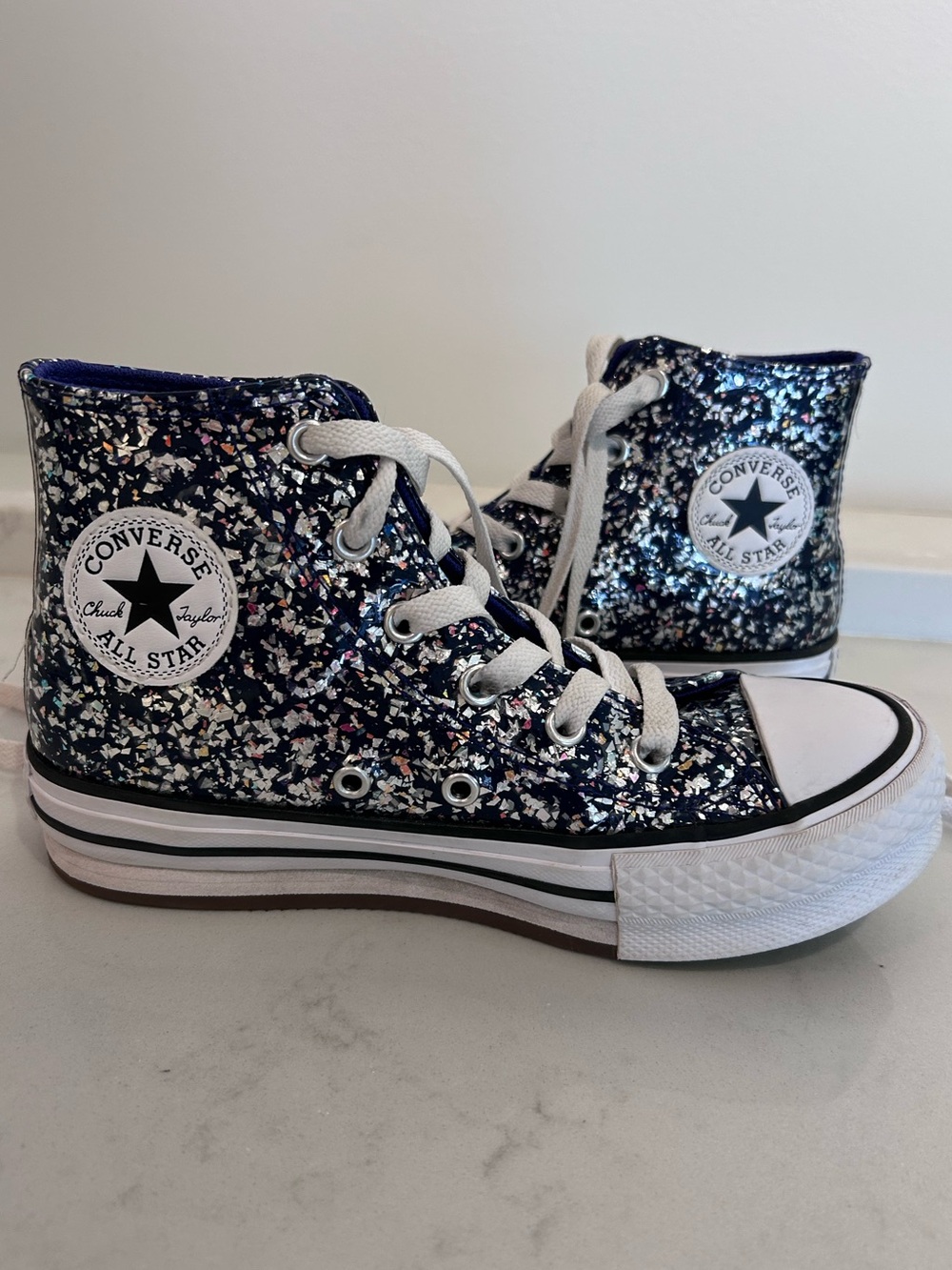 Converse Chuck Taylor All Star EVA Lift High 'Glitter’ Size 1.5, Never Worn